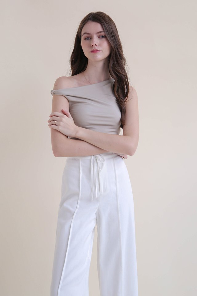 KAIRI DRAWSTRING LINEN CULOTTES WHITE