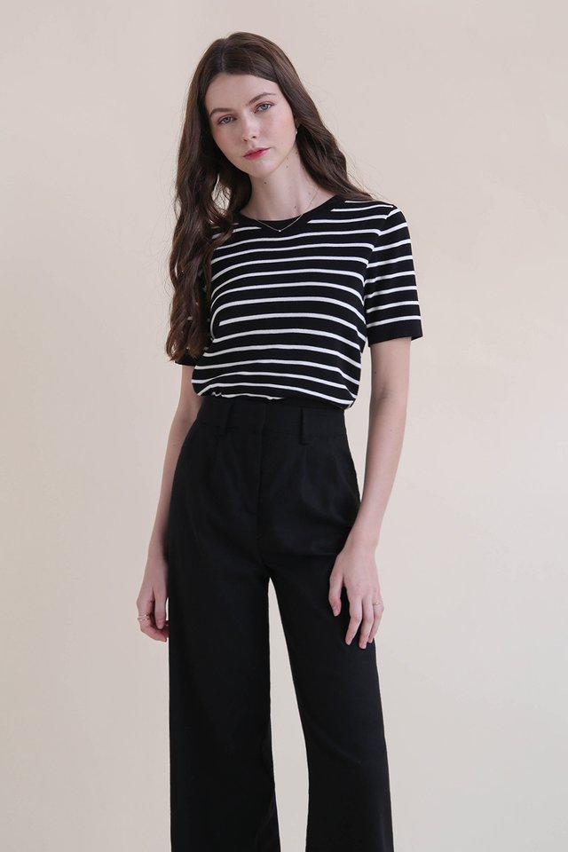 LESLIE LINEN FLARE PANTS BLACK