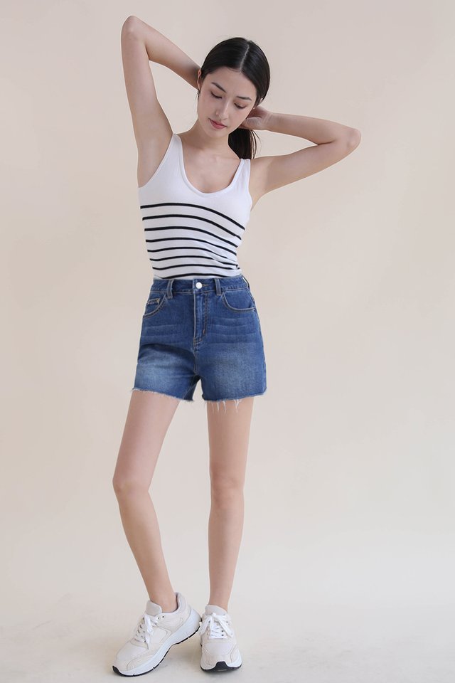 RUE REVERSIBLE KNIT TANK TOP STRIPED WHITE