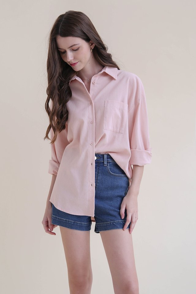 TERRA POCKET LINEN SHIRT PINK