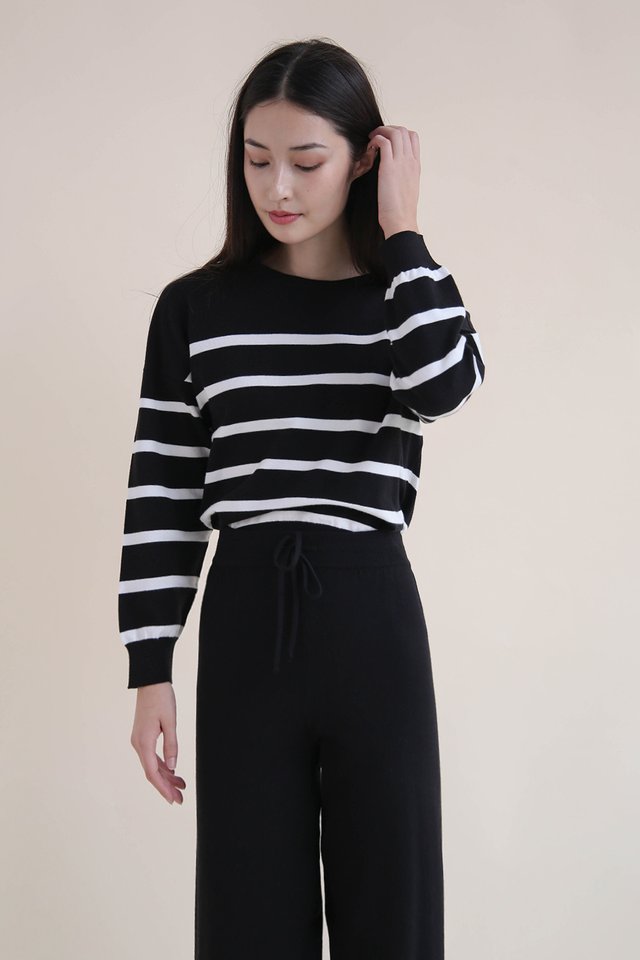 TULA KNIT PULLOVER BLACK STRIPED