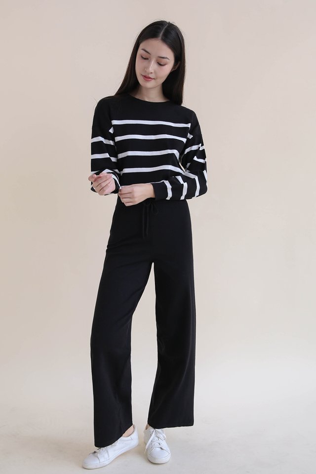 TULA KNIT PULLOVER BLACK STRIPED