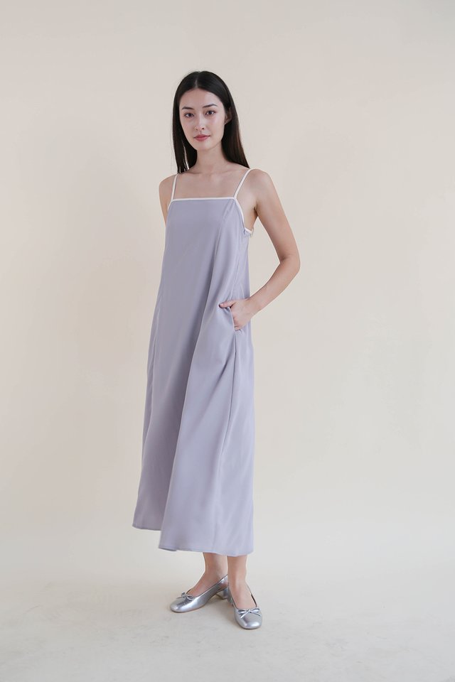 ADRIA CONTRAST TRIM DRESS LILAC GREY