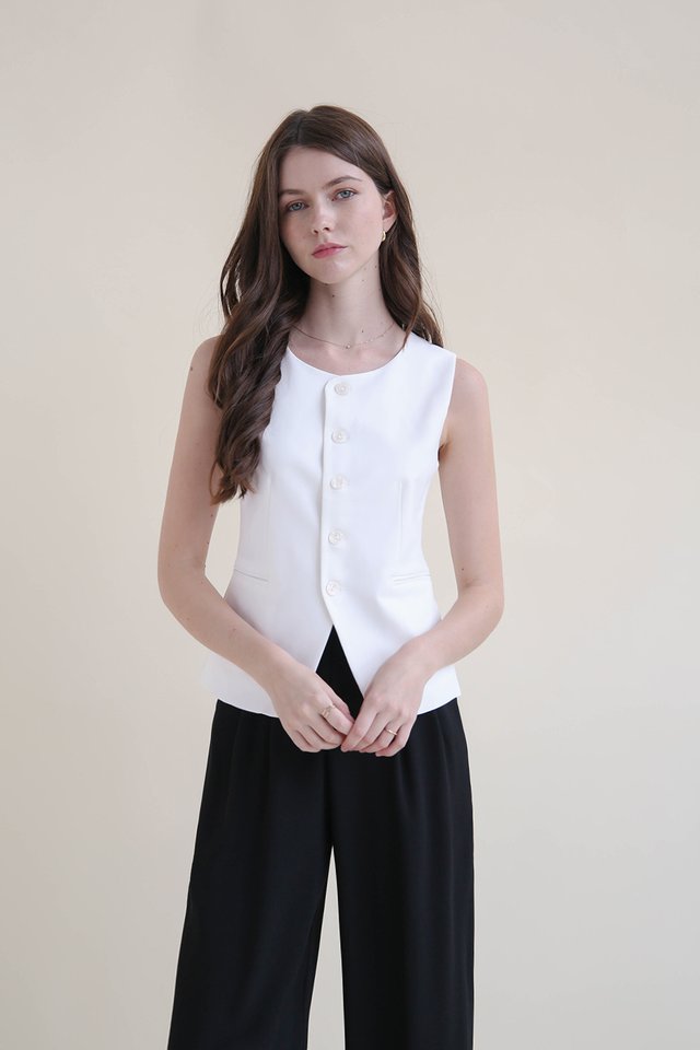 DARLA ROUND NECK VEST WHITE