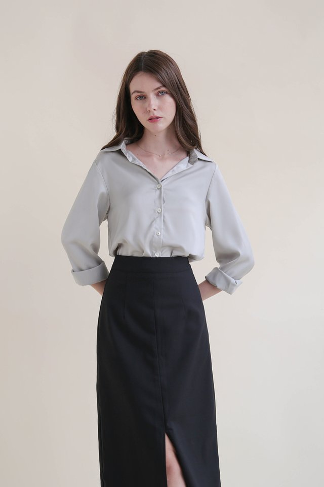 ESTELLA SILK SHIRT ICE GREY