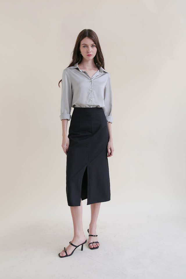 ESTELLA SILK SHIRT ICE GREY