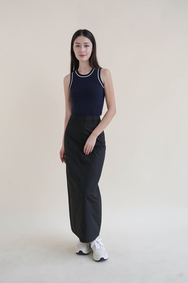 LEONA CONTRAST TRIM KNIT TANK TOP NAVY