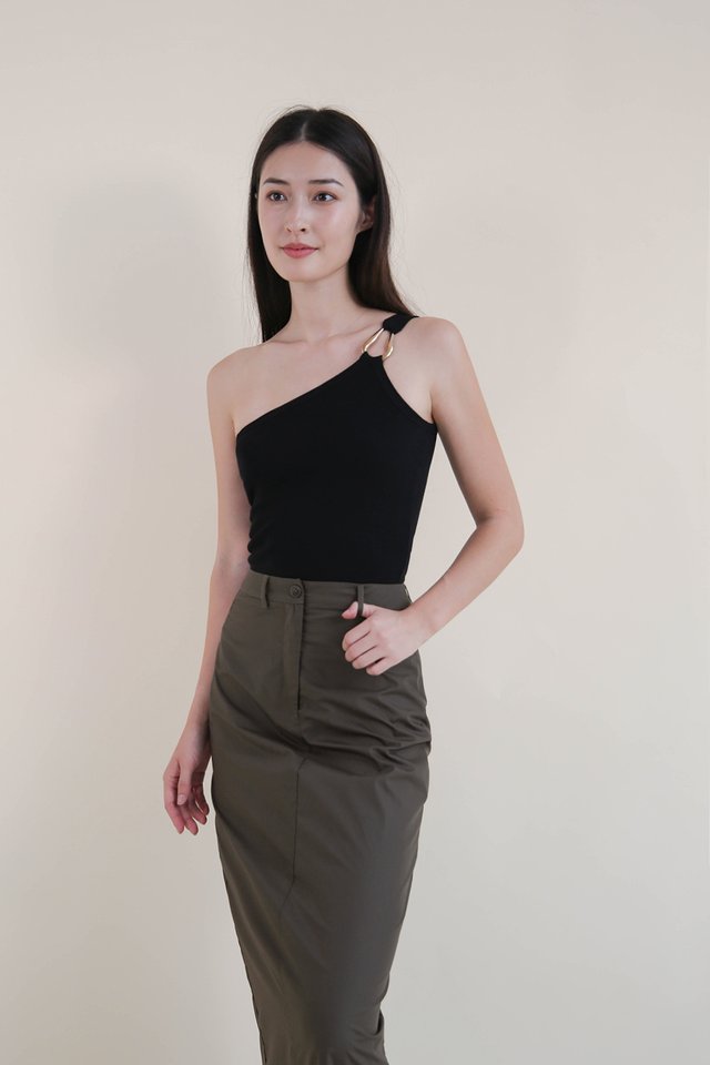 MICHELLE COLUMN SKIRT GUNMETAL