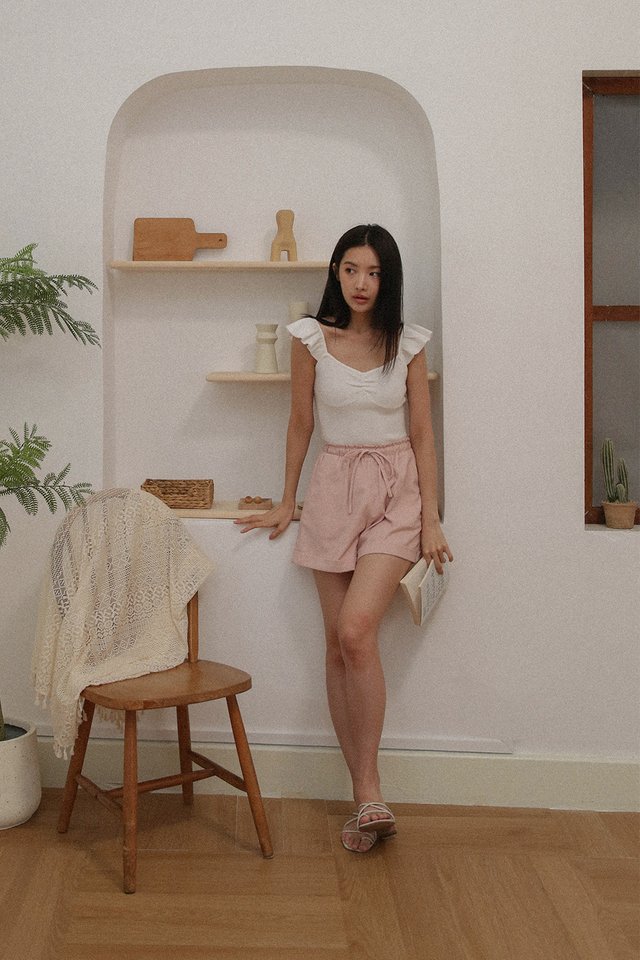 ALVA CUFFED LINEN SHORTS PINK