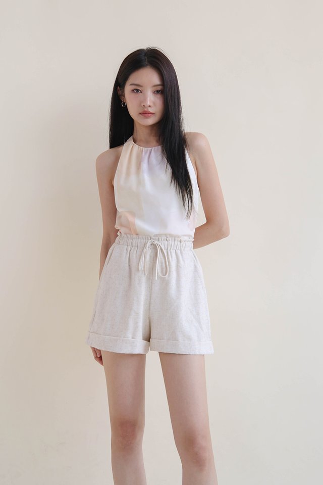 ALVA CUFFED LINEN SHORTS SAND