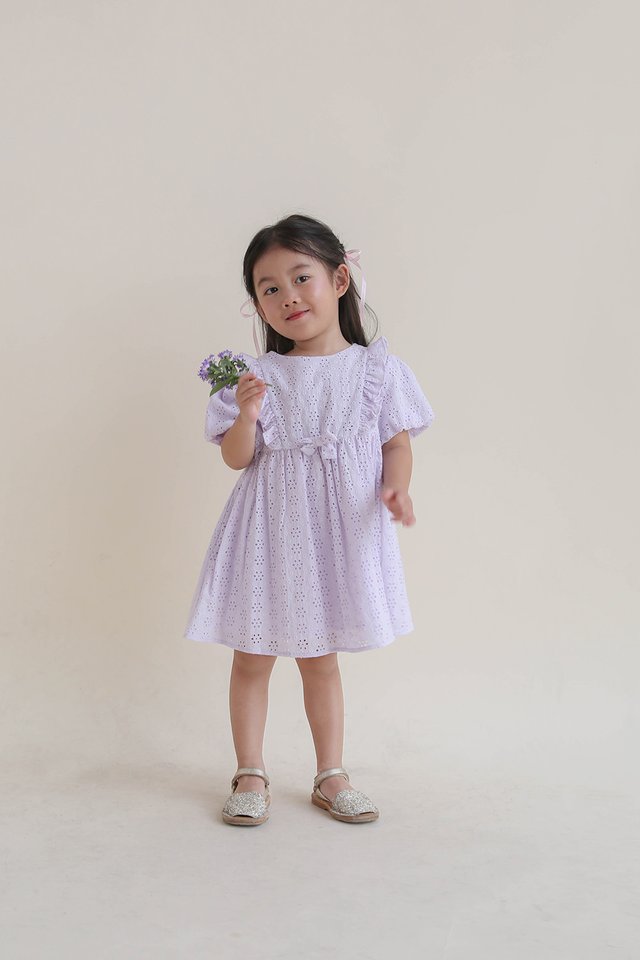 BETHEL EYELET DRESS LILAC