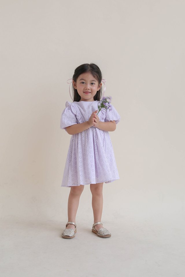 BETHEL EYELET DRESS LILAC