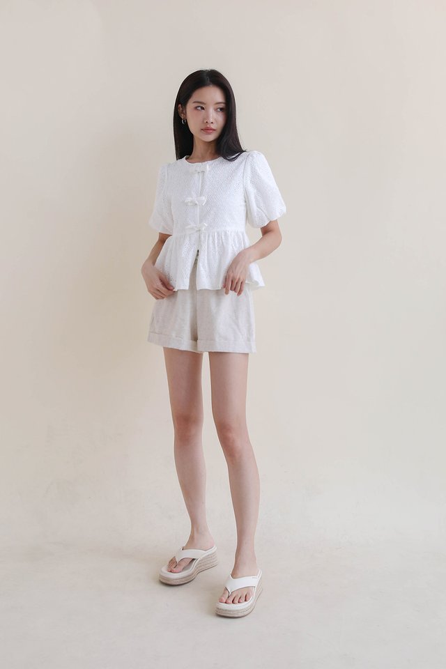 BRIDGET BOW BLOUSON EYELET WHITE