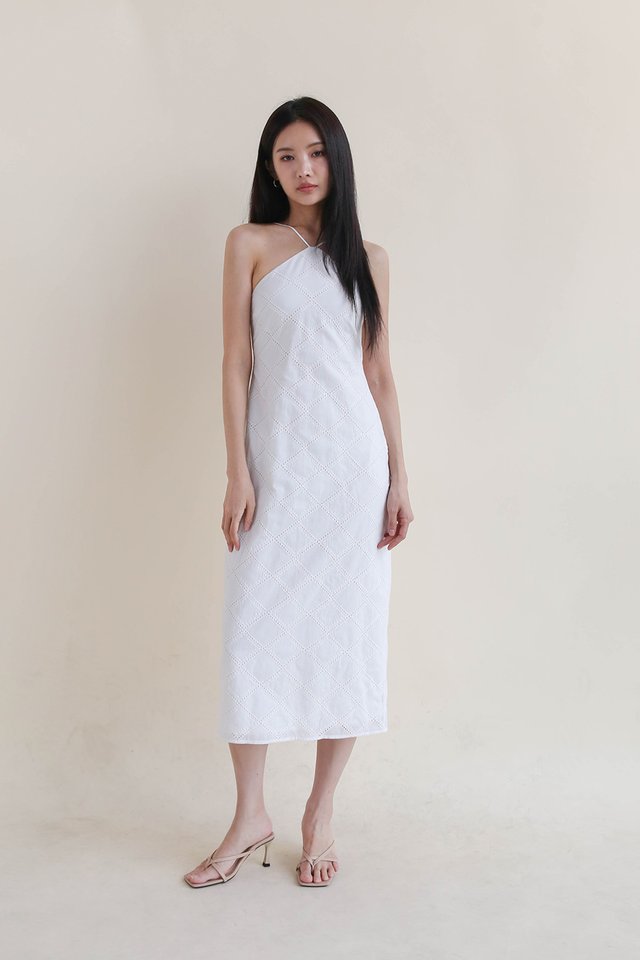 CALIAH HALTER DRESS WHITE