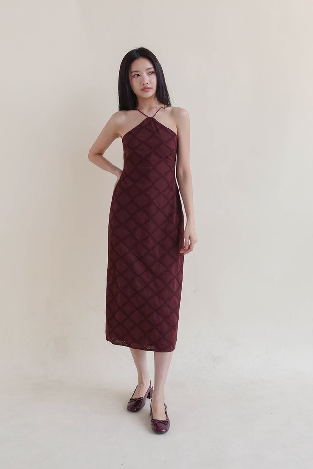 CALIAH HALTER DRESS WINE