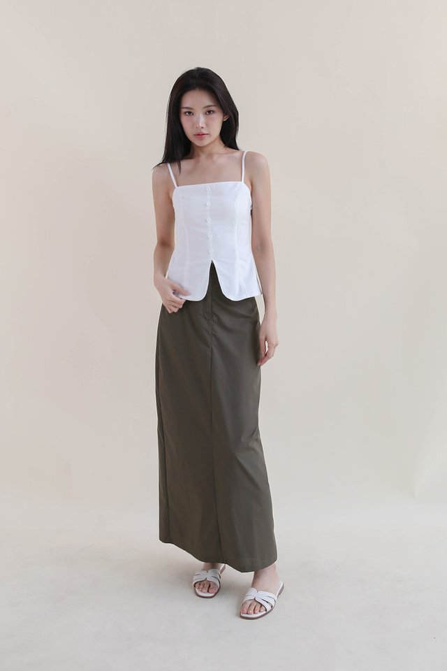 CORINE LINEN BUTTON TOP WHITE