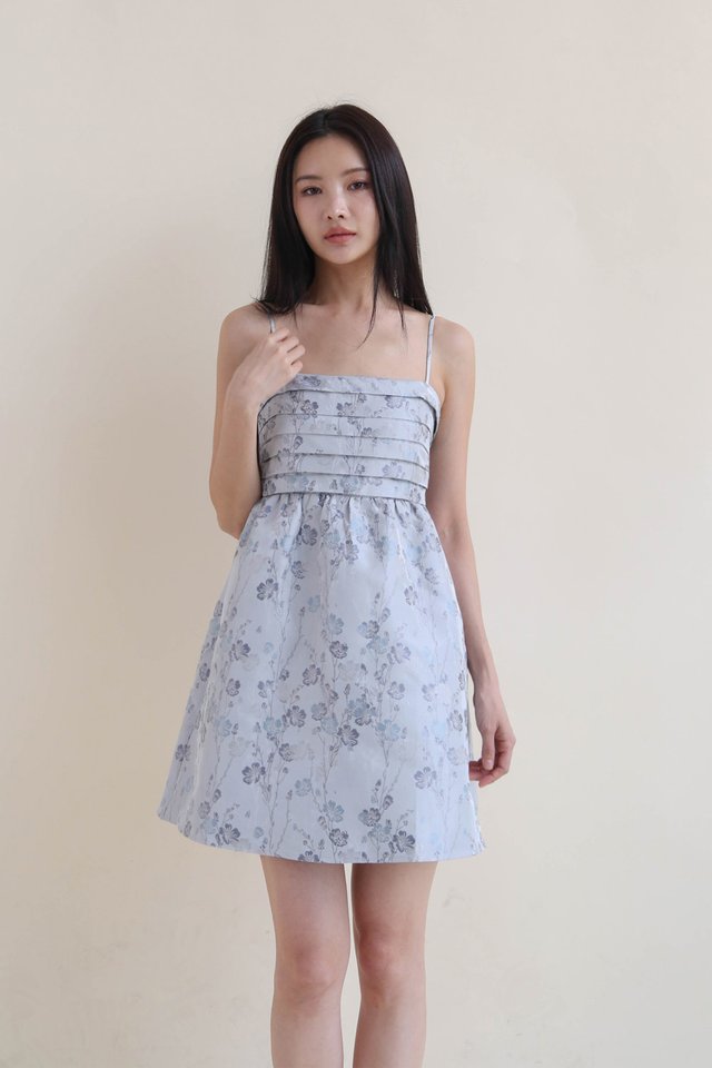 KAI PLEAT MINI DRESS BLUE