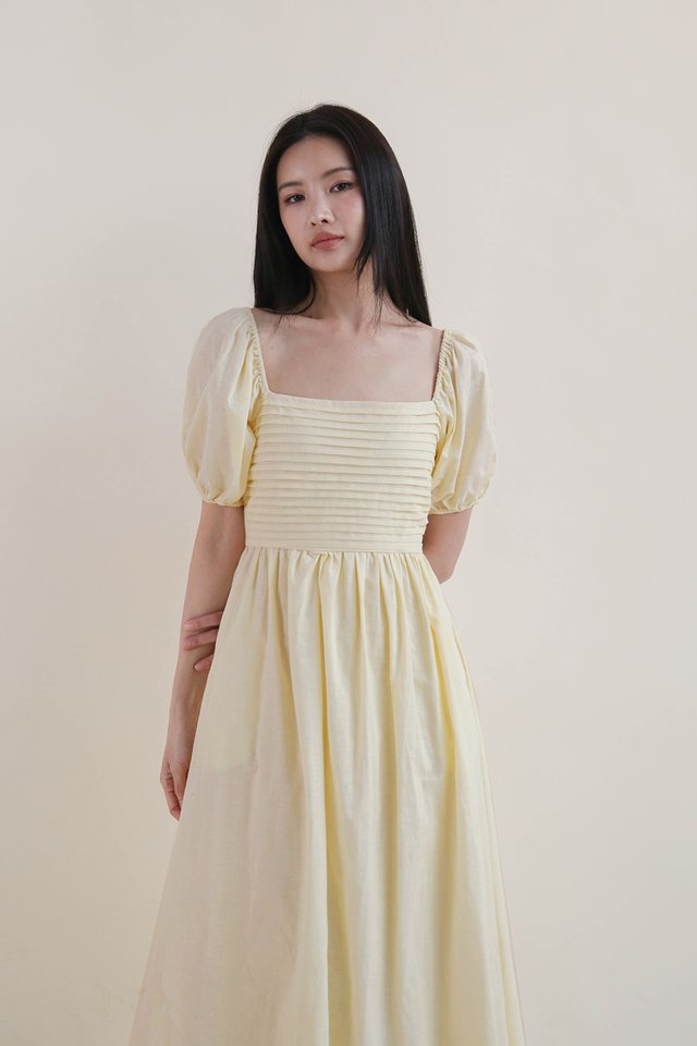 KESMINE PLEAT BODICE DRESS BUTTERMILK