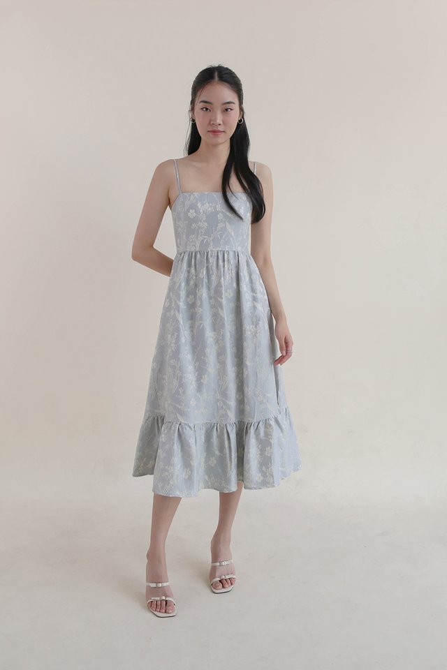 MIN FLORAL BROCADE DRESS IVORY