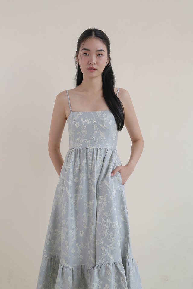 MIN FLORAL BROCADE DRESS IVORY