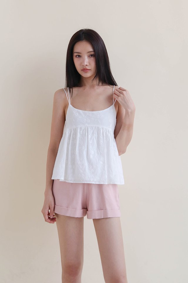 RACHEL EYELET BABYDOLL TOP WHITE