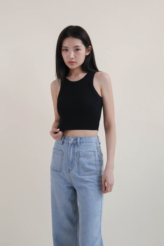 RENE PADDED RACER TOP (CROP) v4 BLACK