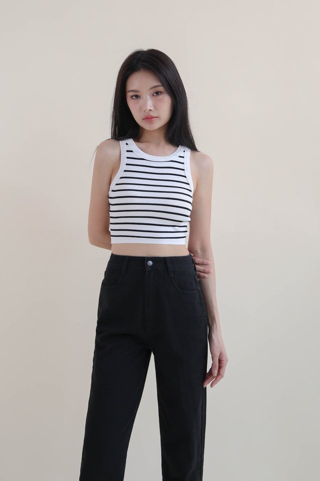 RENE PADDED RACER TOP (CROP) v4 STRIPED WHITE