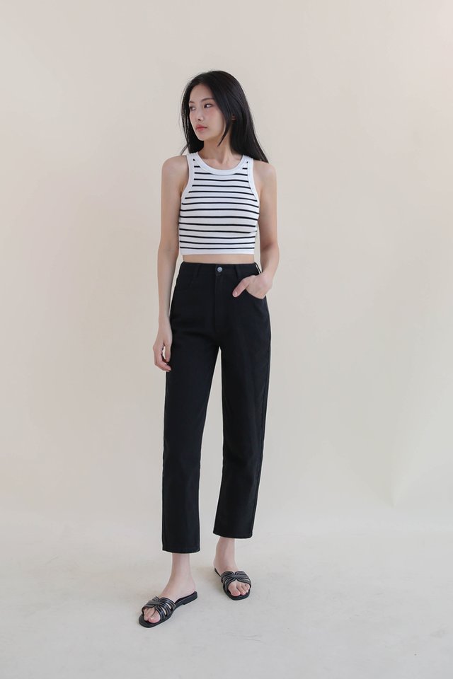 RENE PADDED RACER TOP (CROP) v4 STRIPED WHITE