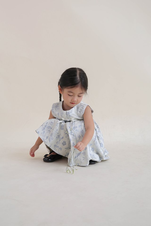 TIAN BROCADE DRESS BLUE