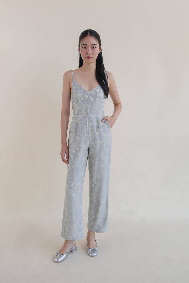 XIN FLORAL BROCADE JUMPSUIT IVORY