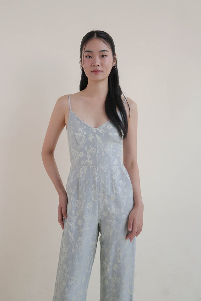 XIN FLORAL BROCADE JUMPSUIT IVORY