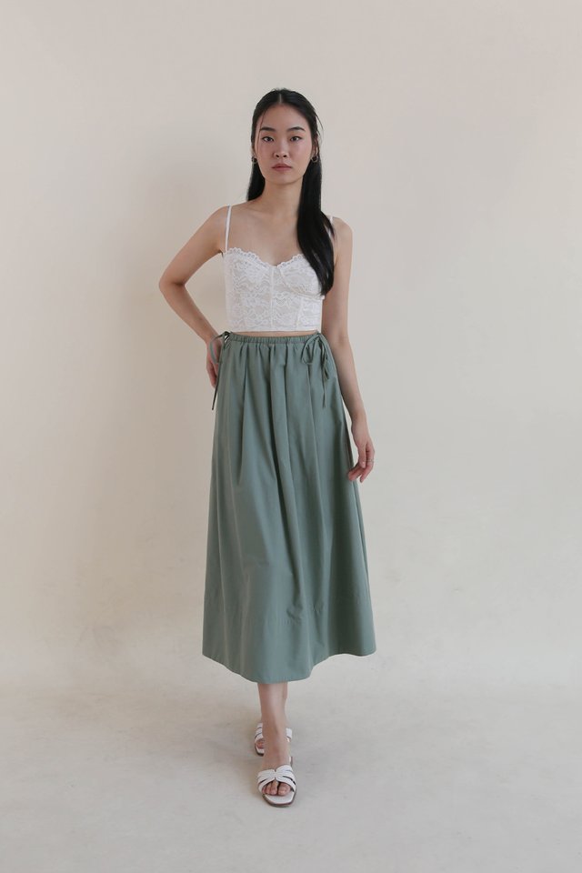 AURELIA SIDE DRAWSTRING SKIRT JADE