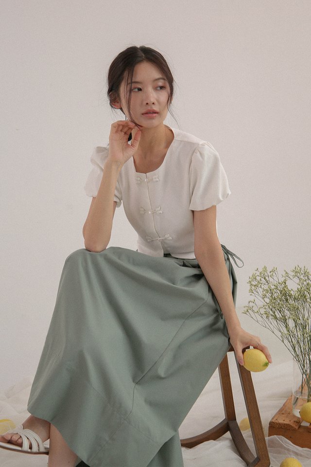 AURELIA SIDE DRAWSTRING SKIRT JADE