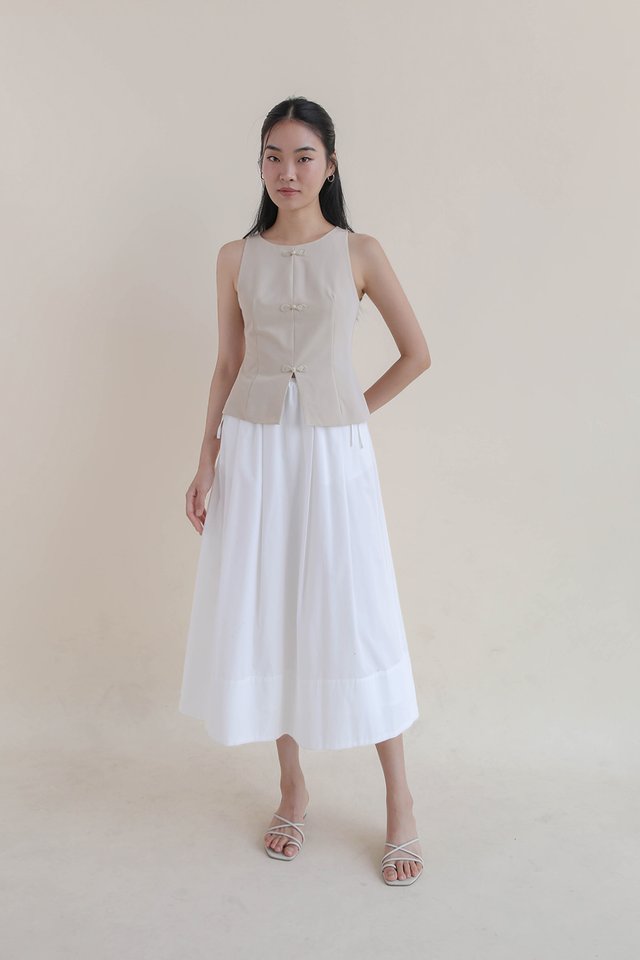 AURELIA SIDE DRAWSTRING SKIRT WHITE