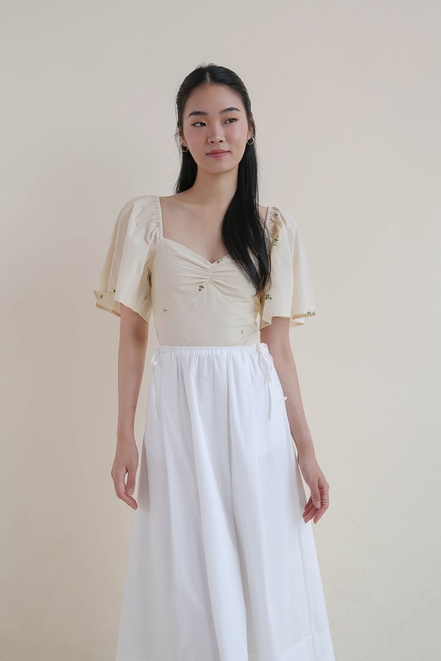 AURELIA SIDE DRAWSTRING SKIRT WHITE