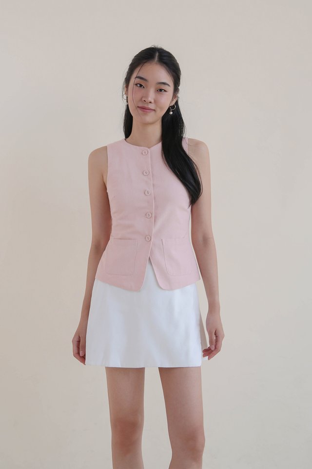 AXELLE LINEN VEST PINK