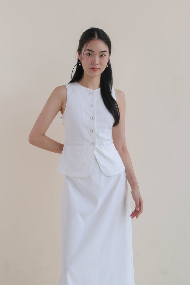 AXELLE LINEN VEST WHITE