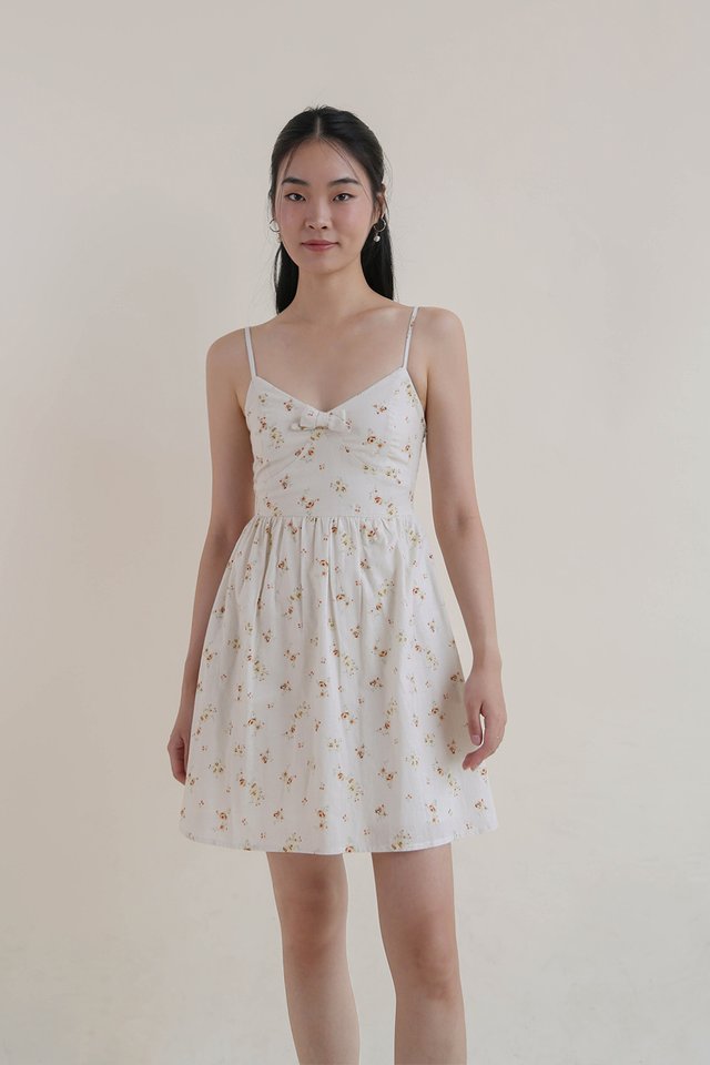 CECI BOW FLARE DRESS FLORAL