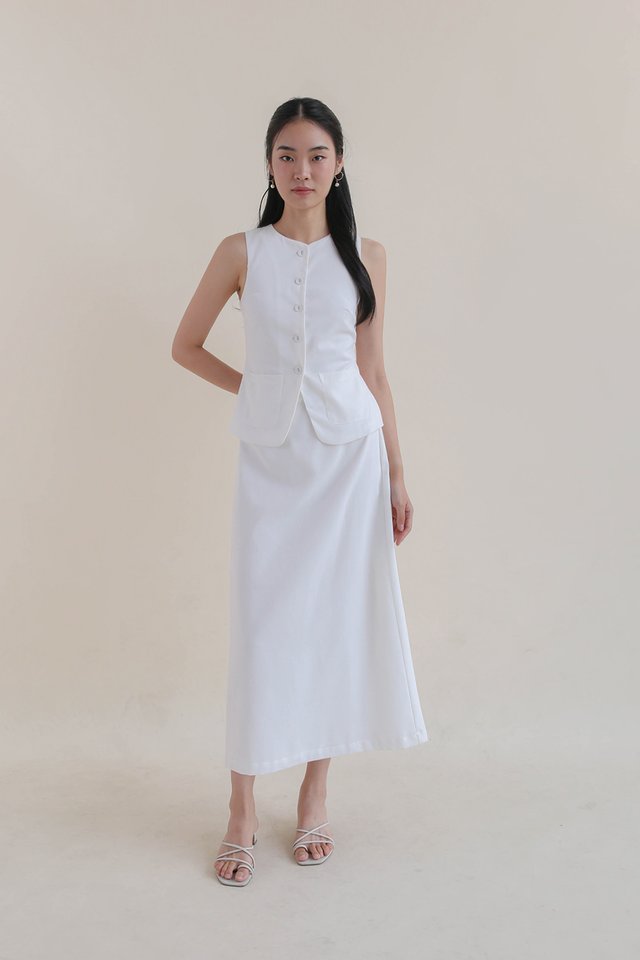 DALTON LINEN SKIRT WHITE