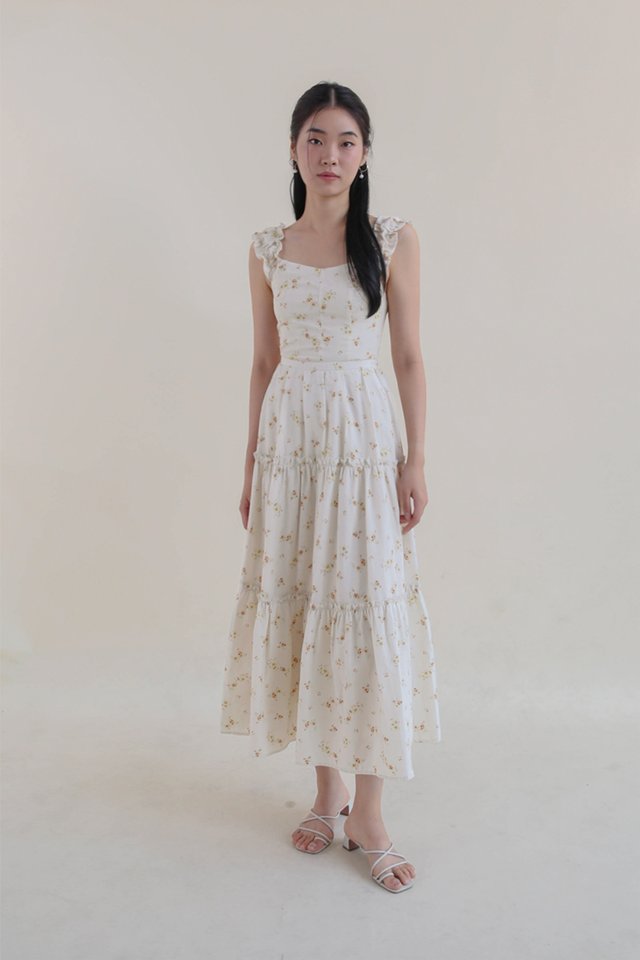 (PREORDER) LUANA TIER MAXI SKIRT CREAM FLORAL