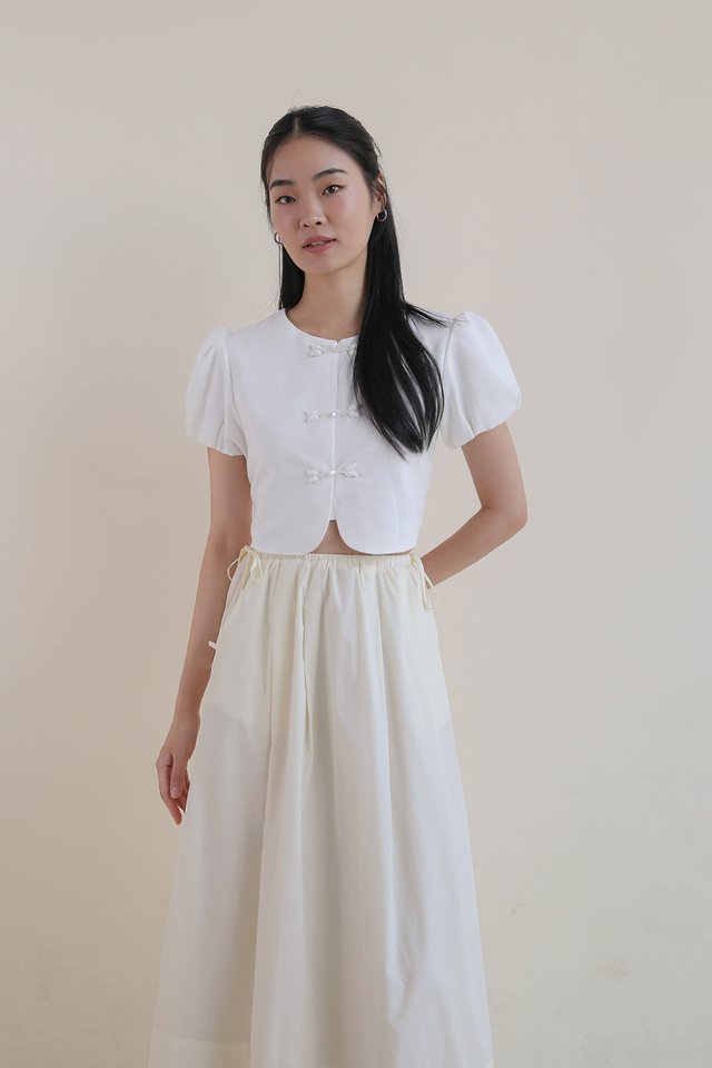 YING PUFF SLEEVE LINEN TOP WHITE