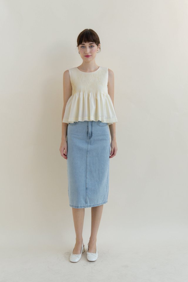 AVERY PLEATED BOX TOP BUTTERMILK