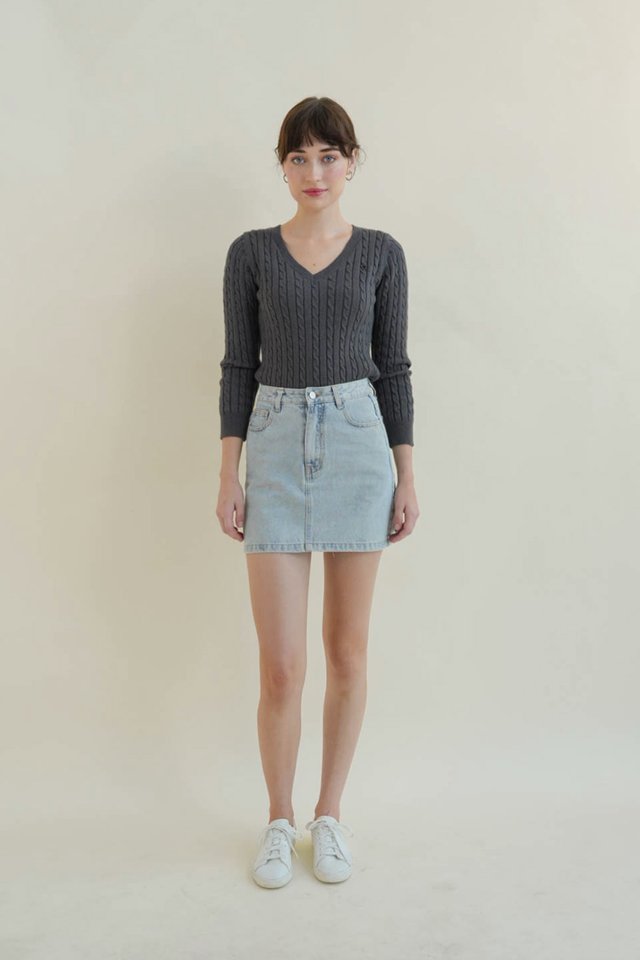 LEA KNIT PULLOVER SLATE