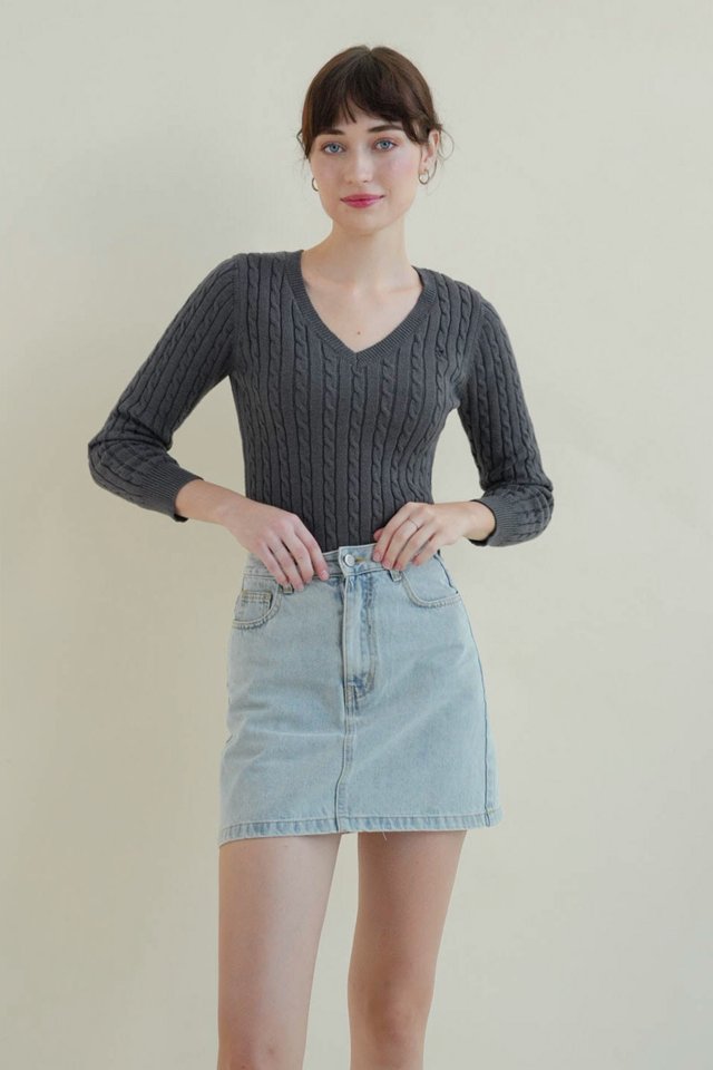 LEA KNIT PULLOVER SLATE