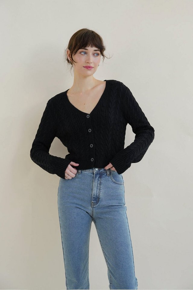 LUELLA BRAID KNIT CARDIGAN BLACK