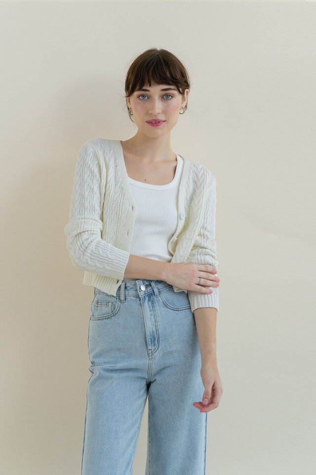 LUELLA BRAID KNIT CARDIGAN CREAM