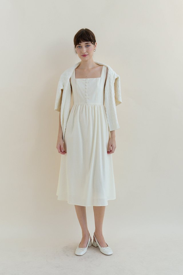 MAUREEN LINEN BUTTON DRESS BUTTERMILK