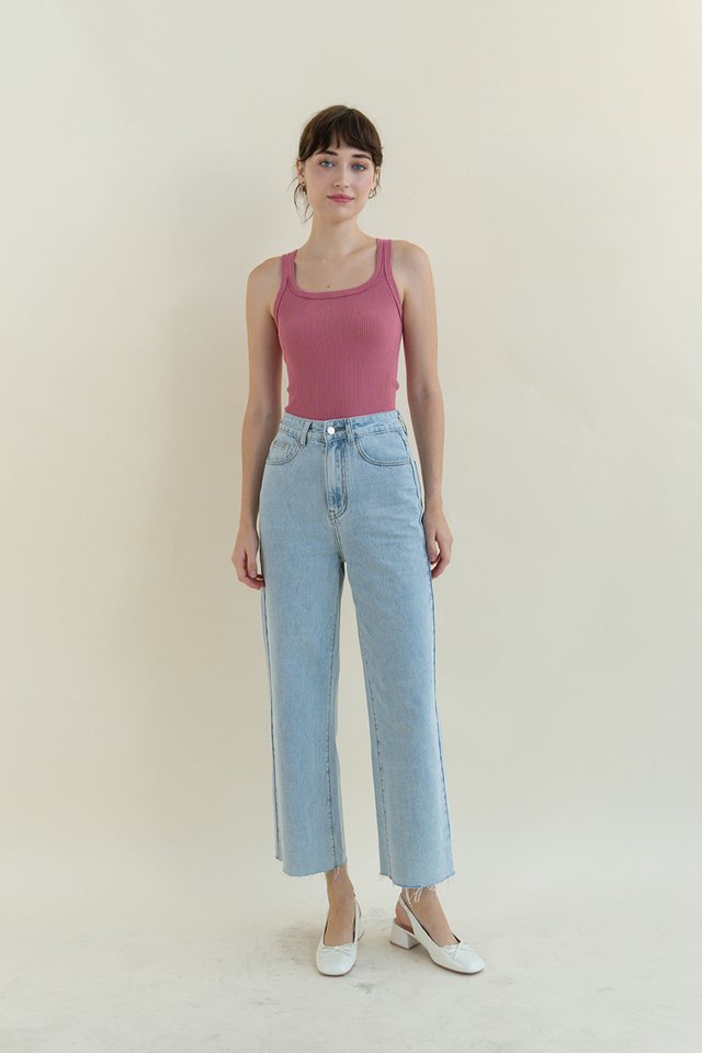 NATE RAW HEM STRAIGHT LEG JEANS LIGHT WASH