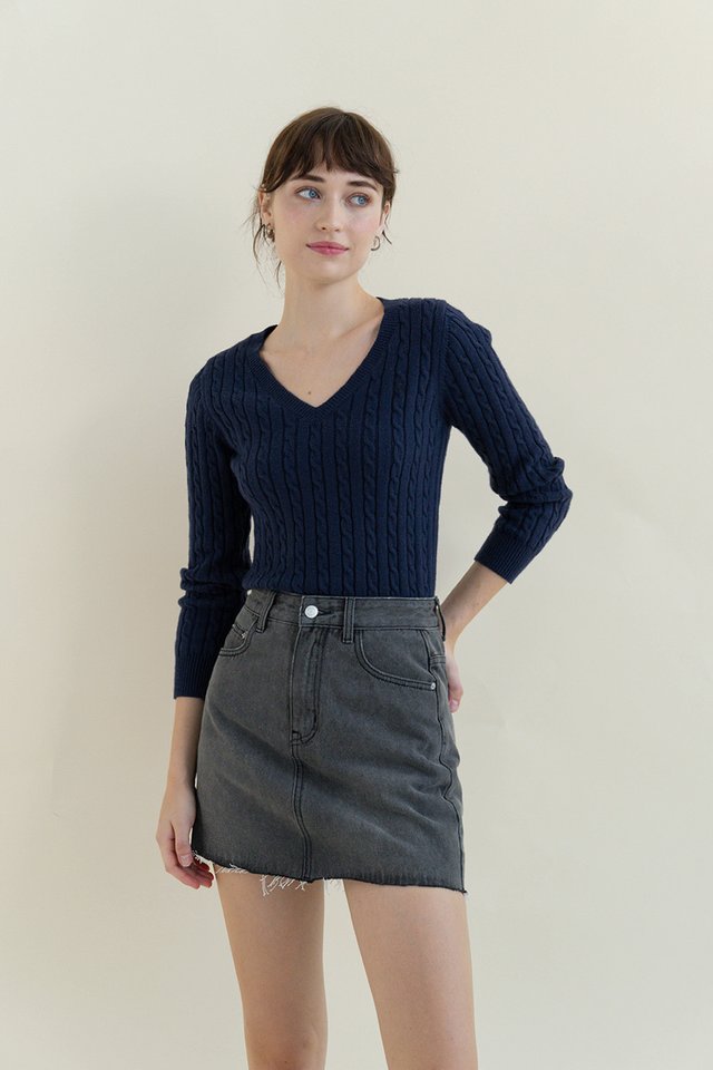 LEA KNIT PULLOVER NAVY