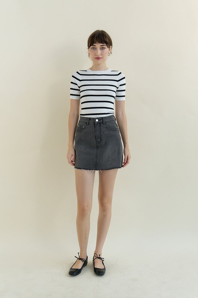 THEO DENIM SKORTS ACID BLACK